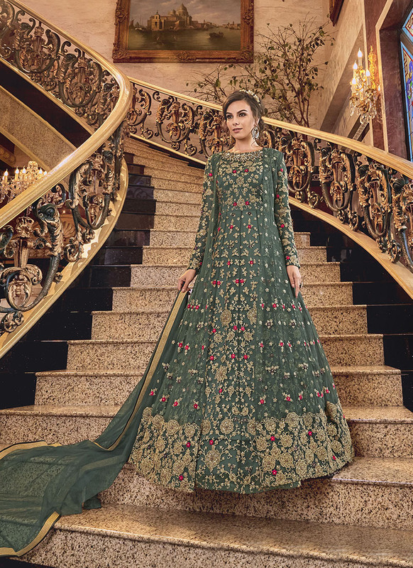 Dial N Fashion Green  Heavy Designer Bridal Wear Salwar Suit