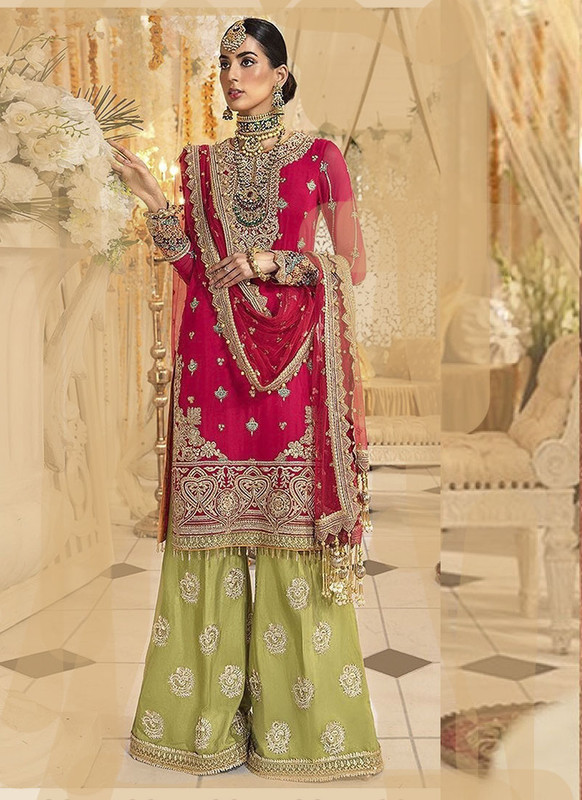 Dial N Fashion  Pink  Heavy Designer Bridal Wear Salwar Suit