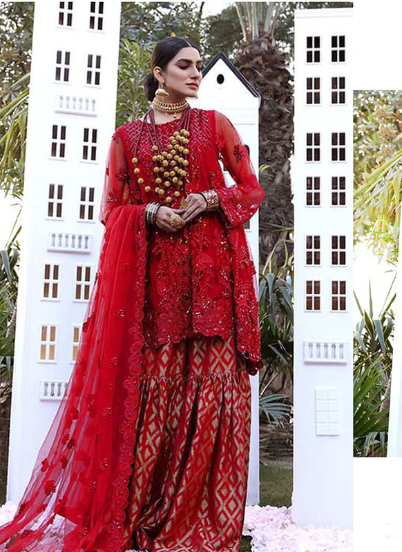 Dial N Fashion Red  Heavy Designer Bridal Wear Salwar Suit