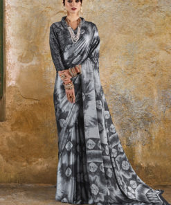 Rajtex Grey Designer Silk Pary Wear Saree