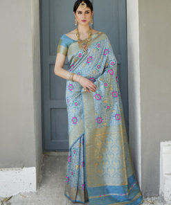 Rajtex Blue Designer Silk Pary Wear Saree