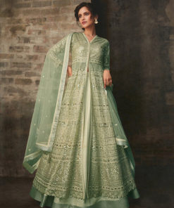 Dial N Fashion Green  Heavy Designer Bridal Wear Butterfly Net Suit