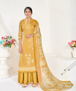 Dial N Fashion Yellow  Designer Printed Party Wear Pure Cambric Cotton Plazzo Suit