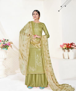 Dial N Fashion Green  Designer Printed Party Wear Pure Cambric Cotton Plazzo Suit
