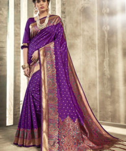 Dial N Fashion Purple Designer Party Wear Jacquard Silk Saree