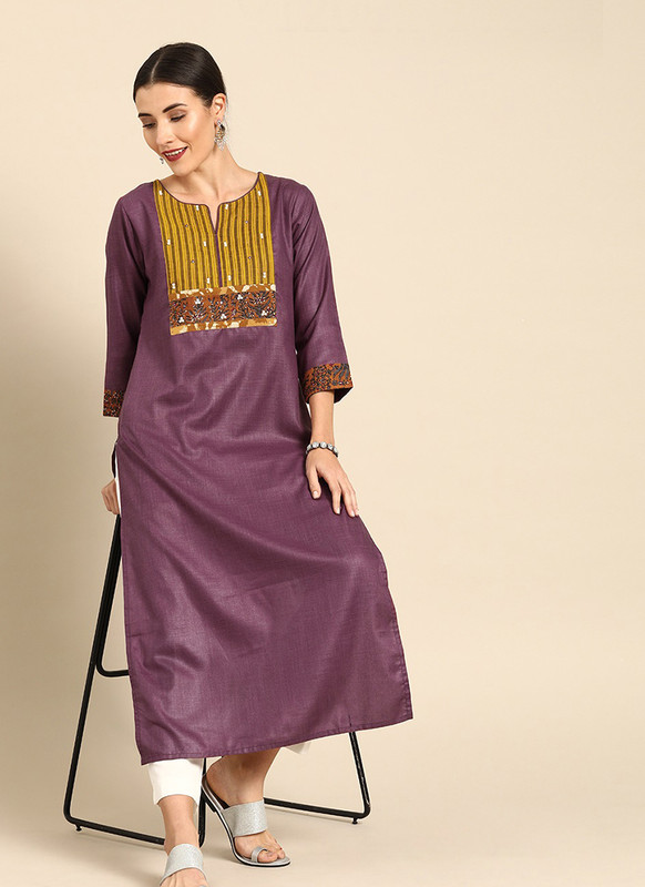 Dial N Fashion Purple  Designer Casual Wear Cambric Cotton Kurti