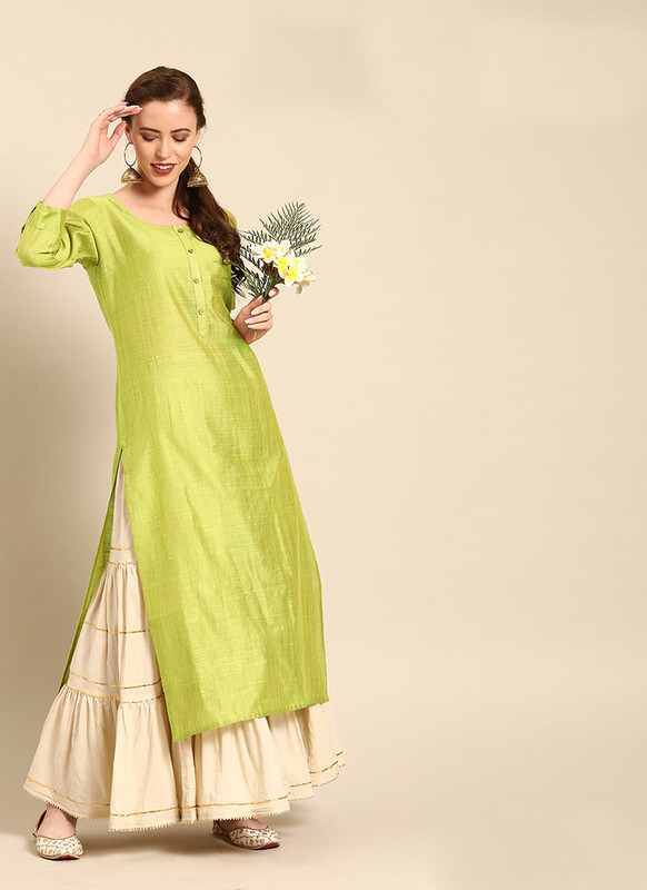 Dial N Fashion Green  Designer Casual Wear Cambric Cotton Kurti