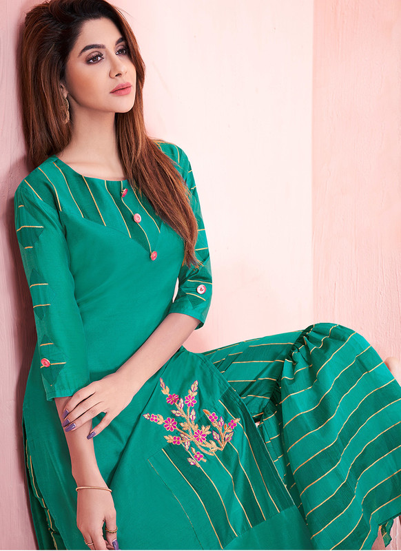 Dial N Fashion Green  Readymade Party Wear Kurti With Bottom