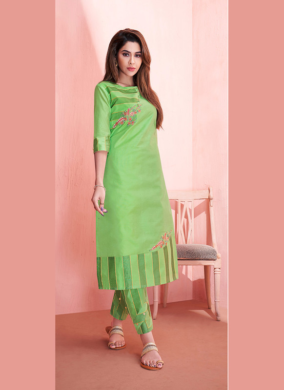 Dial N Fashion Green  Readymade Party Wear Kurti With Bottom