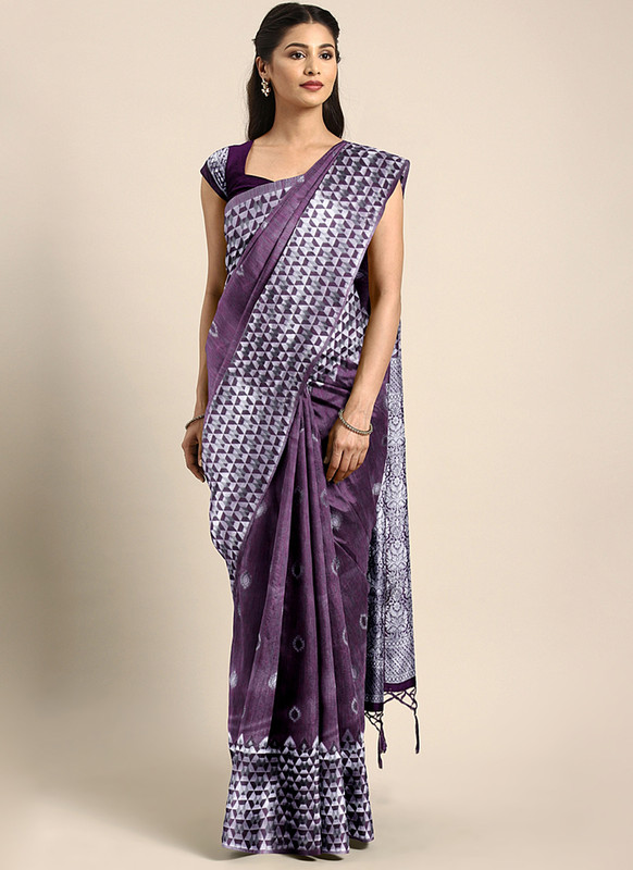 Dial N Fashion Purple  Designer Party Wear Silk Saree