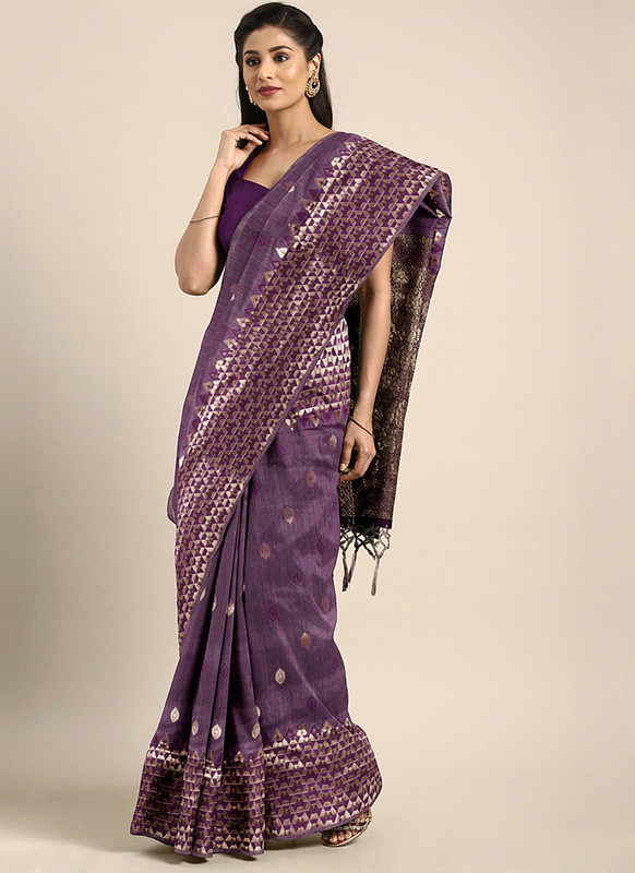 Dial N Fashion Purple  Designer Party Wear Silk Saree
