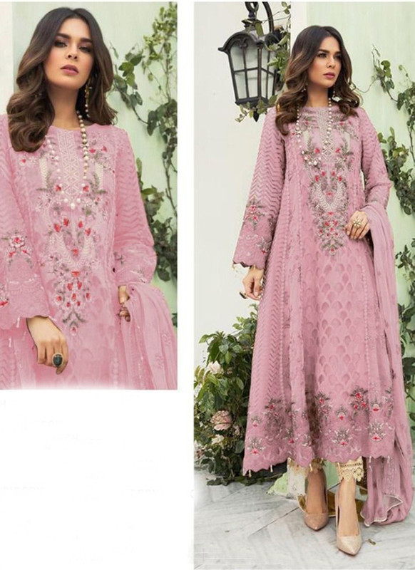Dial N Fashion Light Pink  Designer Party Wear Fox Georgette Pakistani Style Suit
