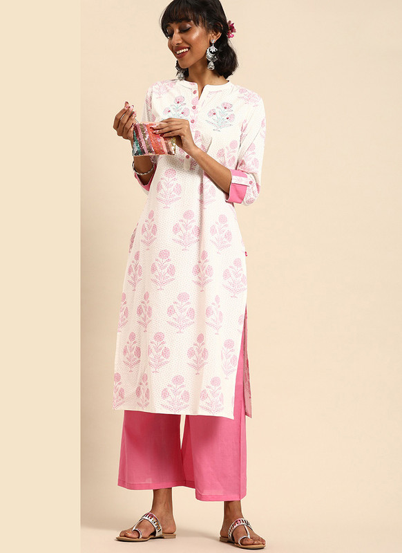 Dial N Fashion Off White  Readymade Casual Wear Kurti With Bottom