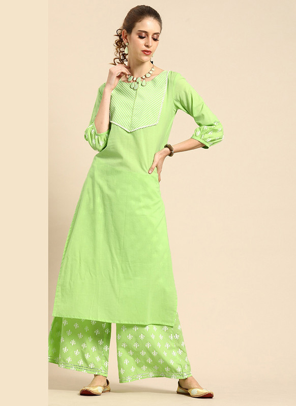 Dial N Fashion Green  Readymade Casual Wear Kurti With Bottom