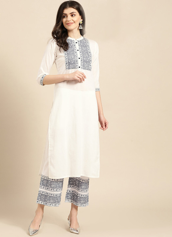 Dial N Fashion Off White  Readymade Casual Wear Kurti With Bottom