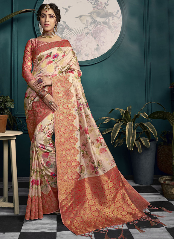Dial N Fashion Multicolor  Latest Designer Traditional Wear Soft Art Silk Saree