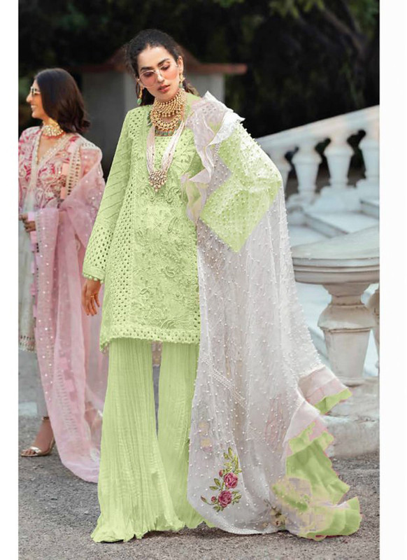 Dial N Fashion Light Green  Designer Cambric Cotton Pakistani Style Sharara Suit