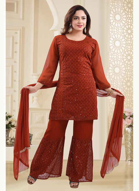Dial N Fashion Orange  Heavy Designer Readymade Salwat Suit