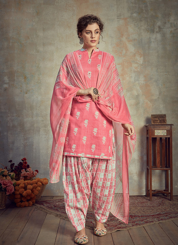 Dial N Fashion Light pink  Designer Cotton Fancy Salwar Suit