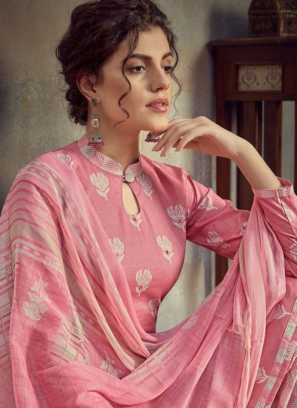 Dial N Fashion Pink  Designer Cotton Fancy Salwar Suit