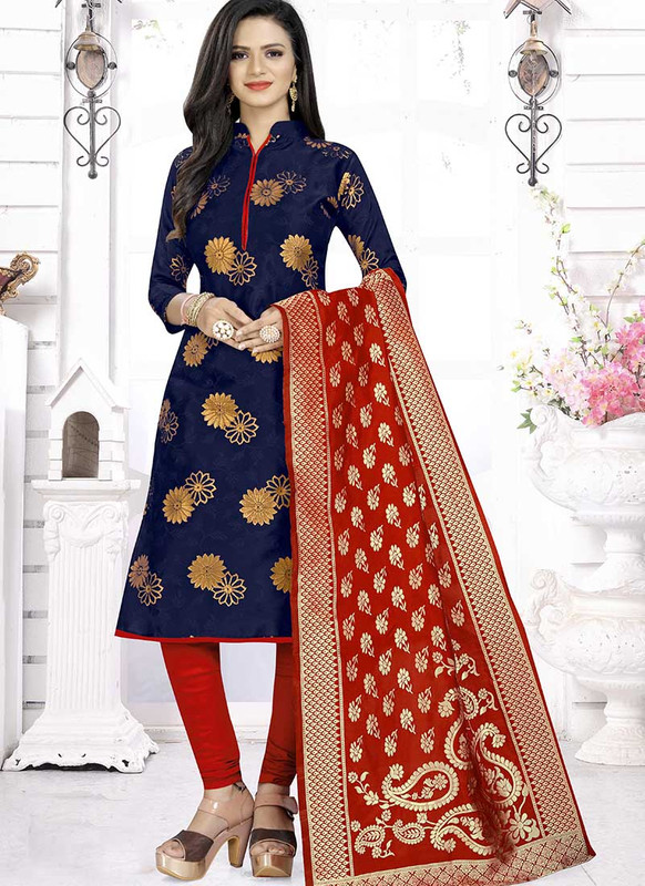 Dial N Fashion Blue  Latest Designer Banarasi Silk Salwar Suit