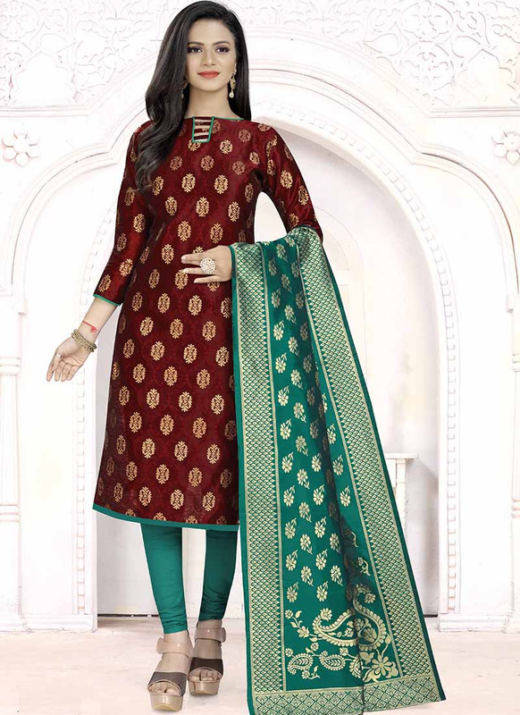 Dial N Fashion Maroon  Latest Designer Banarasi Silk Salwar Suit