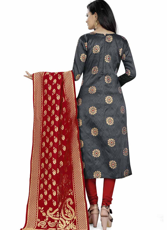 Dial N Fashion Grey  Latest Designer Banarasi Silk Salwar Suit