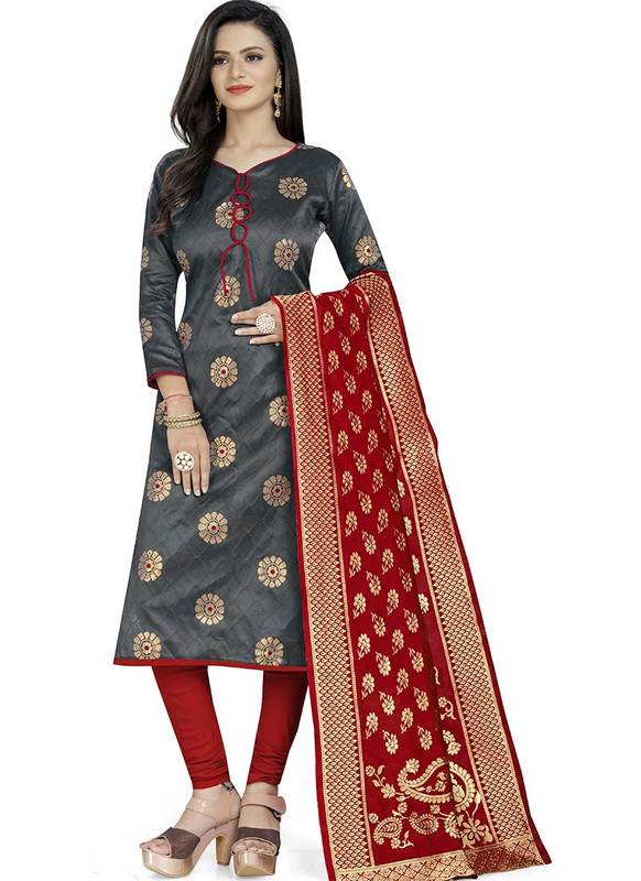 Dial N Fashion Grey  Latest Designer Banarasi Silk Salwar Suit