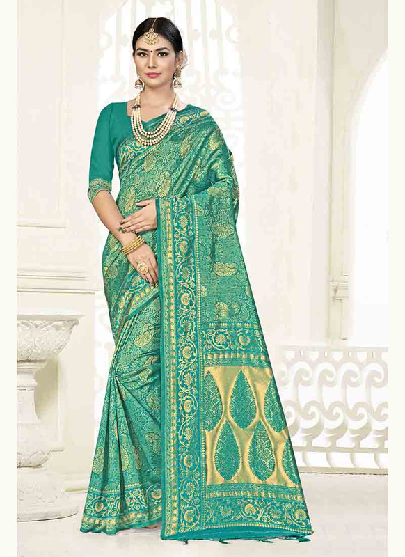 Dial N Fashion Green  Designer Classic Wear Banarasi Silk Saree