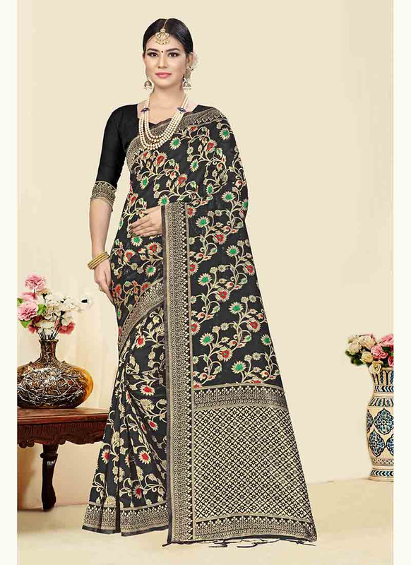 Dial N Fashion Black  Designer Classic Wear Banarasi Silk Saree