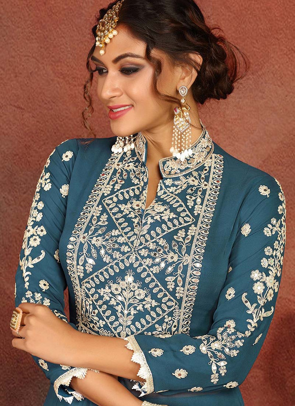 Dial N Fashion Blue  Heavy Designer Traditional Wear Readymade Suit