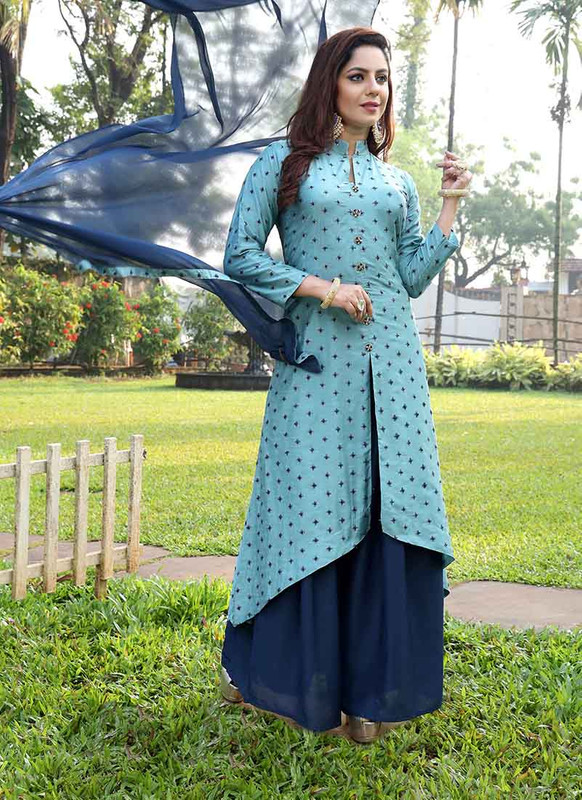 Dial N Fashion Sky Blue  Heavy Designer Readymade Salwar Suits