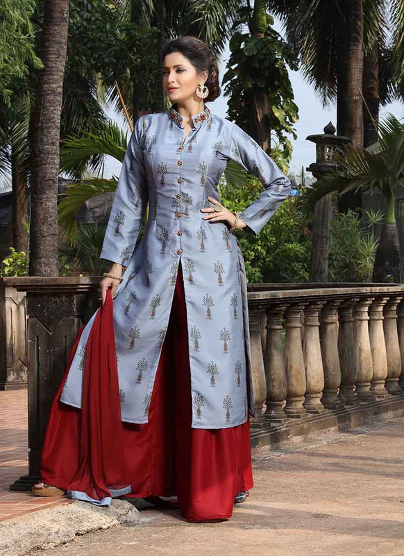 Dial N Fashion Steel Grey  Heavy Designer Readymade Salwar Suits
