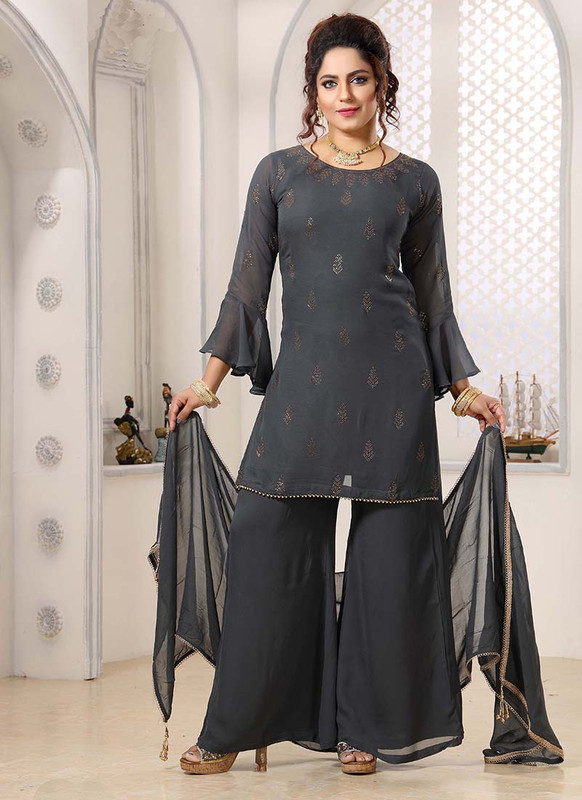 Dial N Fashion Grey  Heavy Designer Readymade Salwar Suits