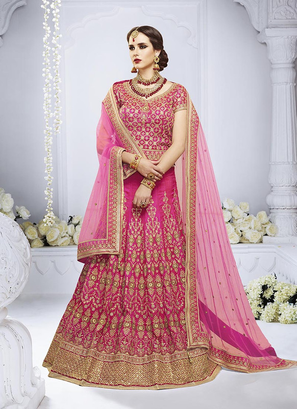 Dial N Fashion Pink  Heavy Designer Weadding Wear Bridal Lehenga Choli