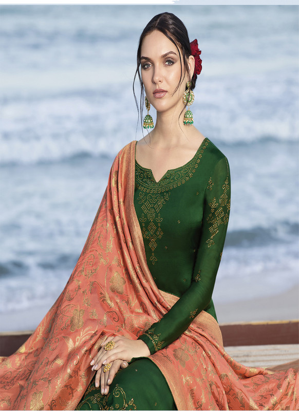Dial N Fashion Green  Designer Georgette Party Wear Salwar Suit
