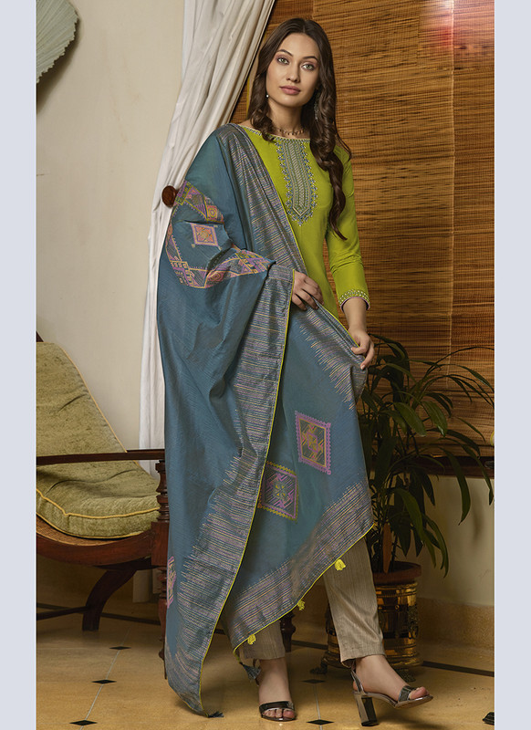 Dial N Fashion Light green  Designer Embroidered  Salwar Suit