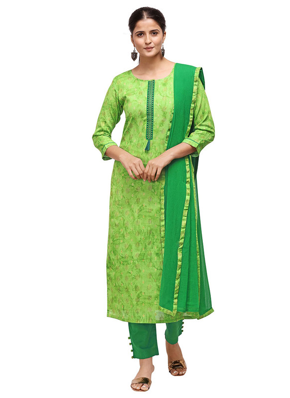 Dial N Fashion Green  Designer Casual Wear Cotton Salwar Suit