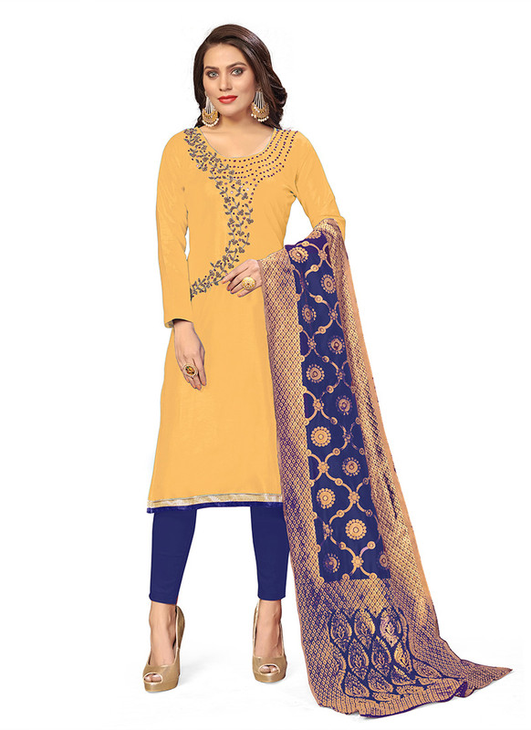 Dial N Fashion Yellow  Designer Party Wear Jaam Cotton Salwar Suit