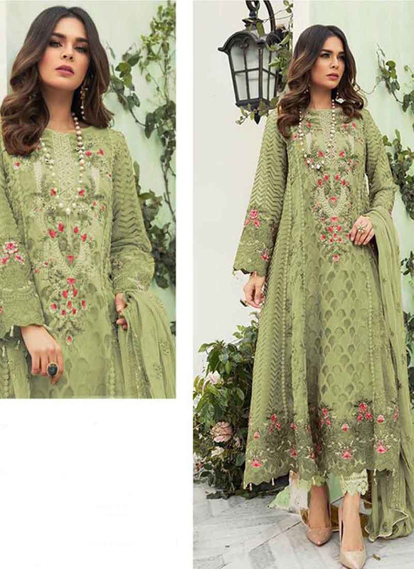 Dial N Fashion Pista Green  Designer Party Wear Pakistani Style Georgette Salwar Suit
