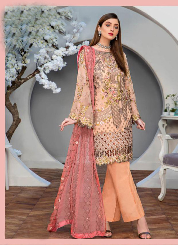 Dial N Fashion Light Orange  Designer Party Wear Pakistani Style Georgette Salwar Suit