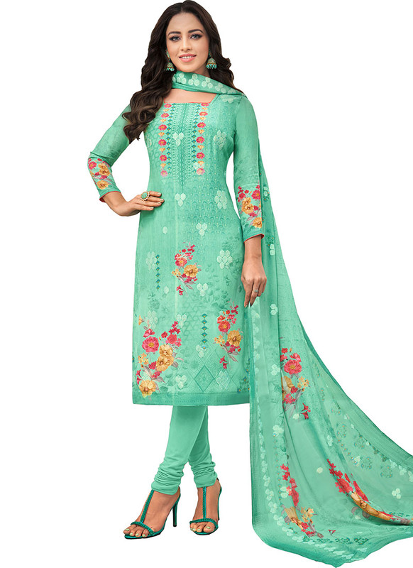 Dial N Fashion Sea Green  Designer Party Wear Pure Viscose Salwar Suit