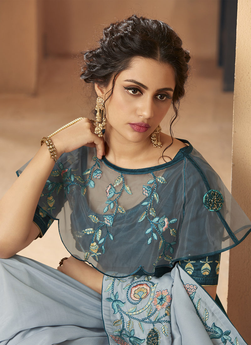 Kessi Aabhusan Designer Grey Wedding Wear Silk Saree