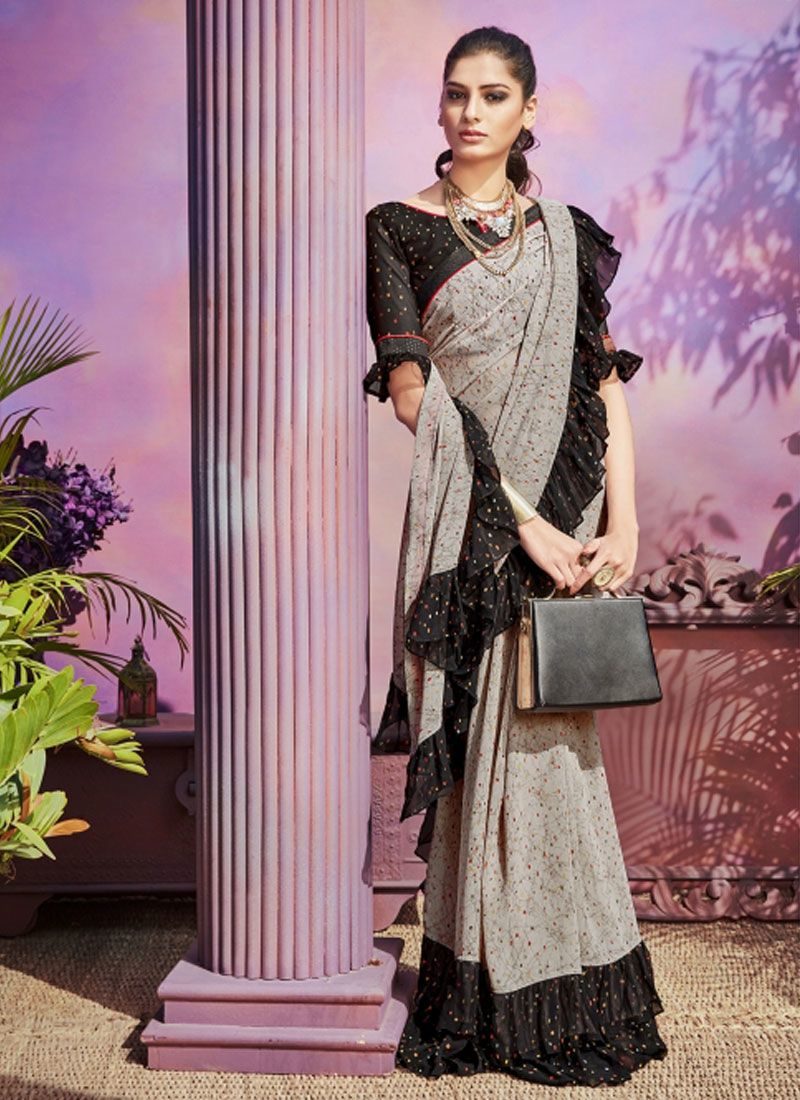 Designer Grey Casual Saree From Triveni Essence