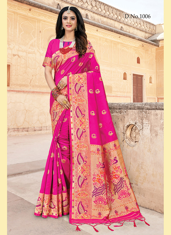 Sangam Print Pink Deepmala Silk Saree