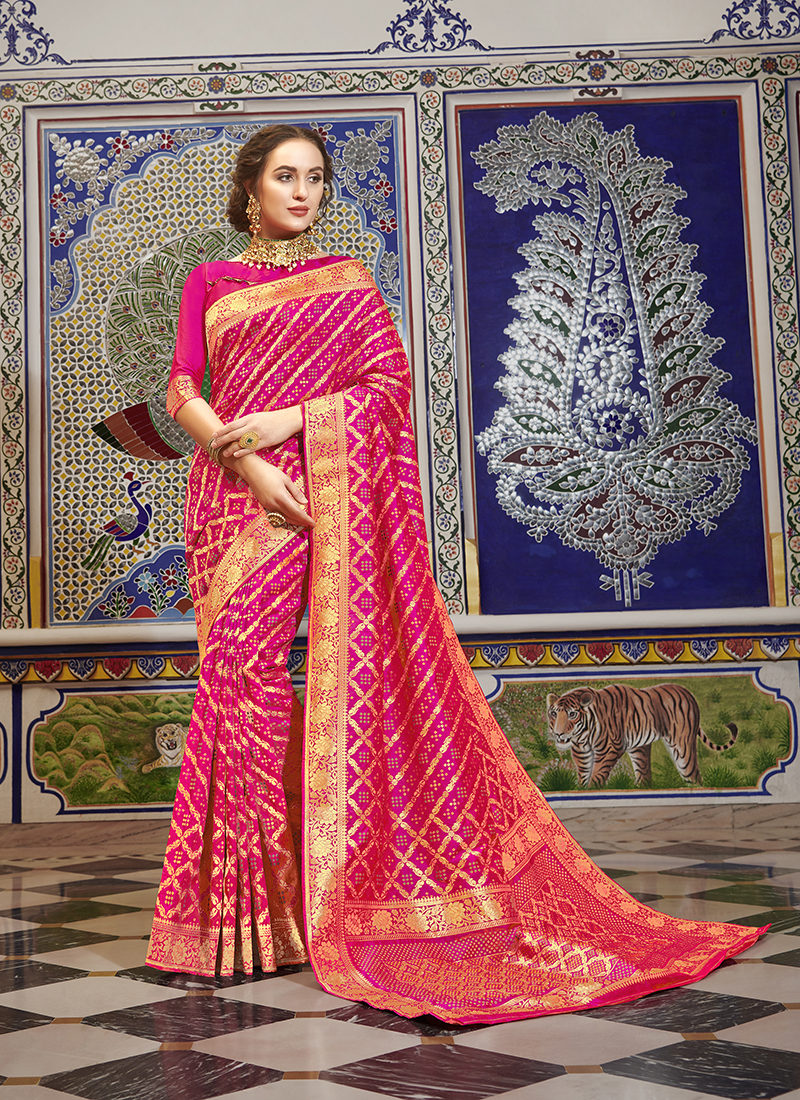 Sangam Silk Patola Pink Designer Silk  Saree