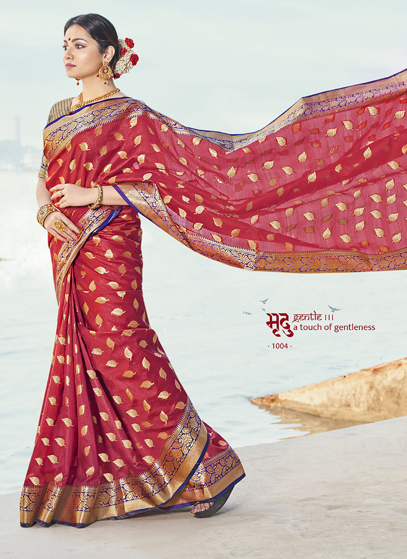 Sangam Satrangi Red Designer Silk  Saree