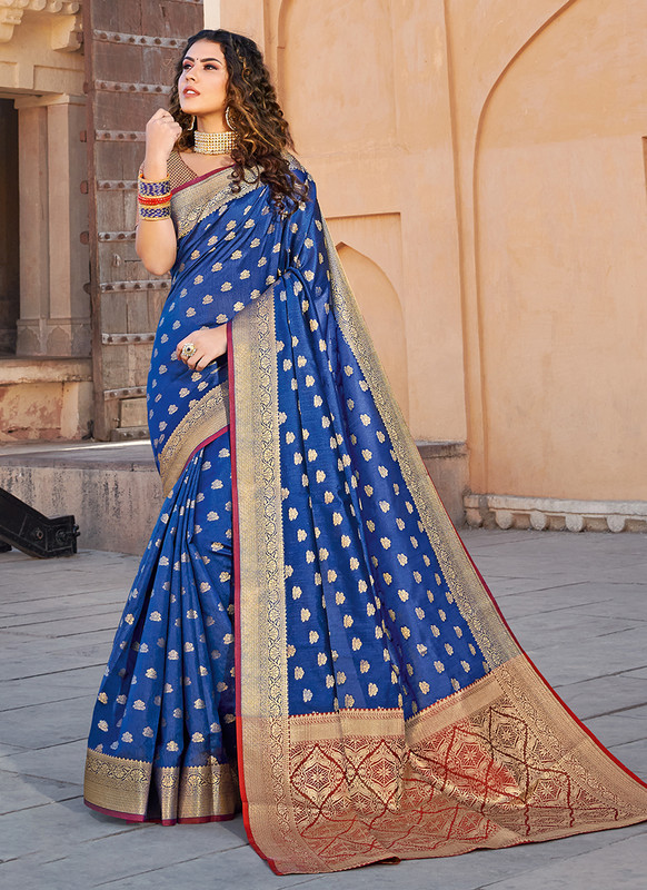 Sangam Shehnai Designer Handloom Silk  Blue Saree