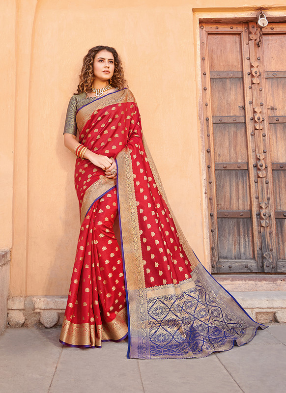 Sangam Shehnai Designer Handloom Silk Red Saree