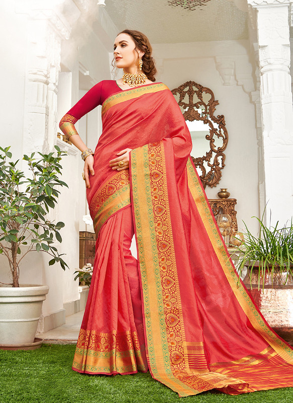 Udaan Sangam Pink Color Handloom Silk Saree
